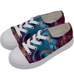 Fractal Art Artwork Psychedelic Kids  Low Top Canvas Sneakers