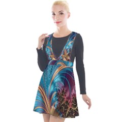 Fractal Art Artwork Psychedelic Plunge Pinafore Velour Dress