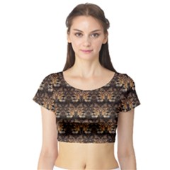 Lion Face Short Sleeve Crop Top by ArtworkByPatrick