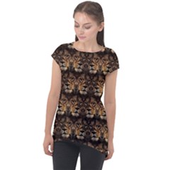 Lion Face Cap Sleeve High Low Top by ArtworkByPatrick