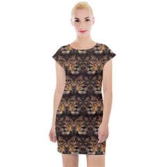 Lion Face Cap Sleeve Bodycon Dress by ArtworkByPatrick