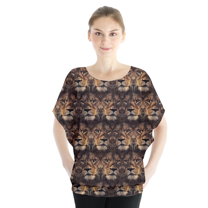 Lion Face Batwing Chiffon Blouse