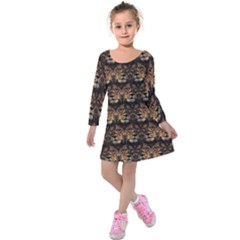 Lion Face Kids  Long Sleeve Velvet Dress