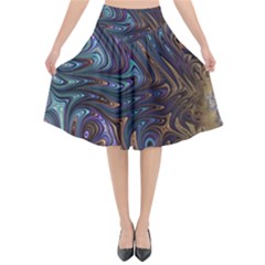 Fractal Art Artwork Globular Flared Midi Skirt