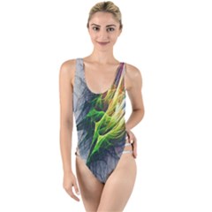 Fractal Art Paint Pattern Texture High Leg Strappy Swimsuit