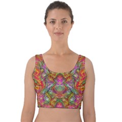 Background Psychedelic Colorful Velvet Crop Top by Sudhe