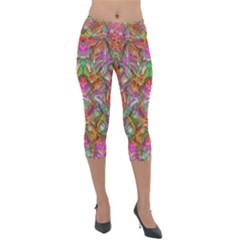 Background Psychedelic Colorful Lightweight Velour Capri Leggings  by Sudhe