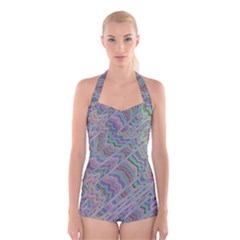 Psychedelic Background Boyleg Halter Swimsuit 