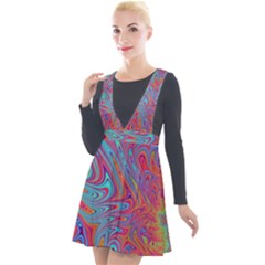 Fractal Bright Fantasy Design Plunge Pinafore Velour Dress