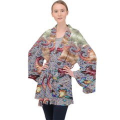 Fractal Artwork Design Pattern Velvet Kimono Robe