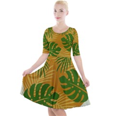 Leaf Leaves Nature Green Autumn Quarter Sleeve A-line Dress by Sudhe