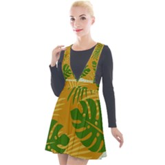 Leaf Leaves Nature Green Autumn Plunge Pinafore Velour Dress