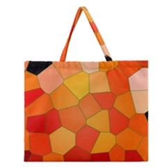 Background Pattern Of Orange Mosaic Zipper Large Tote Bag by Sudhe