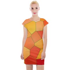 Background Pattern Of Orange Mosaic Cap Sleeve Bodycon Dress by Sudhe