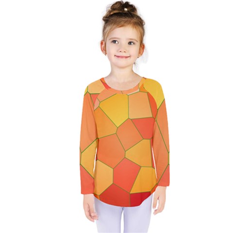 Background Pattern Of Orange Mosaic Kids  Long Sleeve Tee by Sudhe