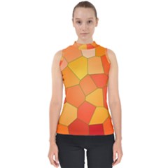 Background Pattern Of Orange Mosaic Mock Neck Shell Top by Sudhe