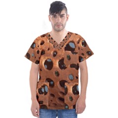 Texture Pattern Wallpaper Background Pattern Holes Men s V-neck Scrub Top