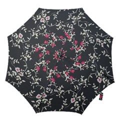Black And White Floral Pattern Background Hook Handle Umbrellas (medium) by Sudhe