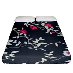 Black And White Floral Pattern Background Fitted Sheet (king Size)