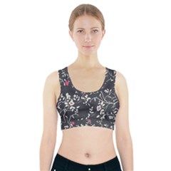 Black And White Floral Pattern Background Sports Bra With Pocket by Sudhe