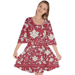 Floral Pattern Background Velour Kimono Dress