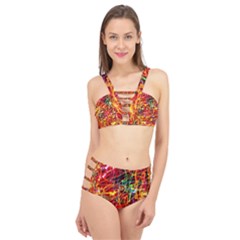 Random Colored Light Swirls Cage Up Bikini Set by Sudhe