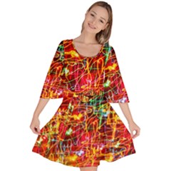 Random Colored Light Swirls Velour Kimono Dress