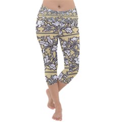 Floral Pattern Background Lightweight Velour Capri Yoga Leggings by Sudhe