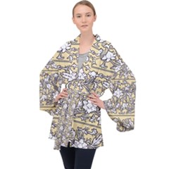 Floral Pattern Background Velvet Kimono Robe