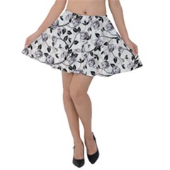 Floral Pattern Background Velvet Skater Skirt by Sudhe