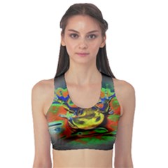Abstract Transparent Background Sports Bra