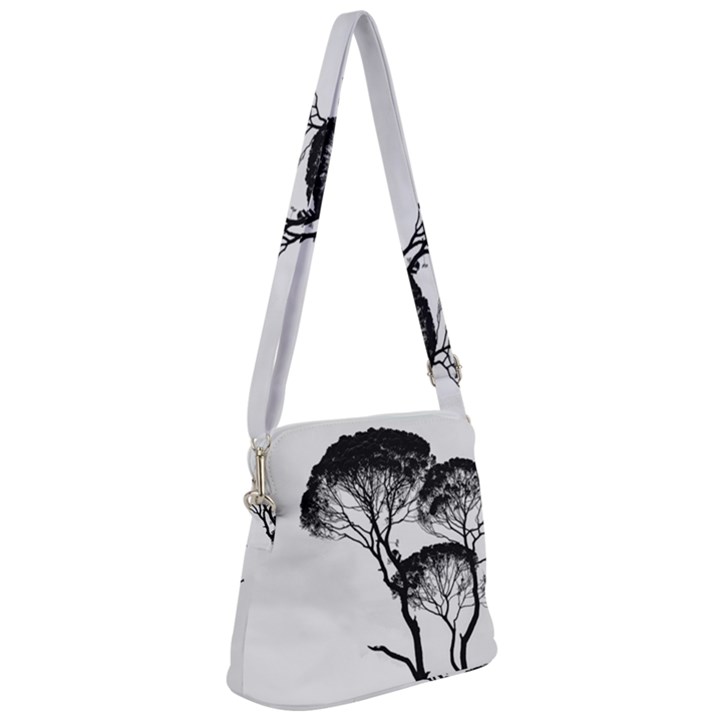 Silhouette Photo Of Trees Zipper Messenger Bag