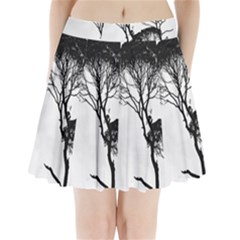 Silhouette Photo Of Trees Pleated Mini Skirt