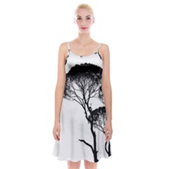 Silhouette Photo Of Trees Spaghetti Strap Velvet Dress by Sudhe