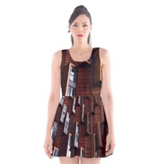 Abstract Architecture Building Business Scoop Neck Skater Dress