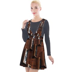 Abstract Architecture Building Business Plunge Pinafore Velour Dress