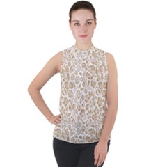 Vector Classical Pattern Mock Neck Chiffon Sleeveless Top