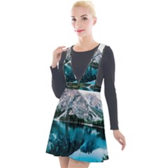 Daylight Forest Glossy Lake Plunge Pinafore Velour Dress