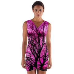 Pink Silhouette Tree Wrap Front Bodycon Dress by Sudhe