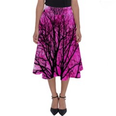 Pink Silhouette Tree Perfect Length Midi Skirt by Sudhe