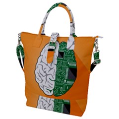 Technology Brain Digital Creative Buckle Top Tote Bag by Sudhe