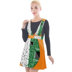 Technology Brain Digital Creative Plunge Pinafore Velour Dress