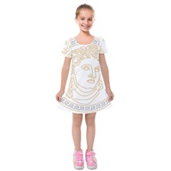 Apollo Design Draw Vector Nib Kids  Short Sleeve Velvet Dress by Sudhe