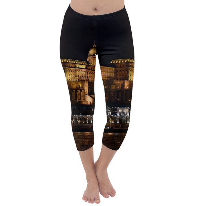 Budapest Buda Castle Building Scape Capri Winter Leggings 