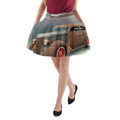 Auto Old Car Automotive Retro A-line Pocket Skirt by Sudhe