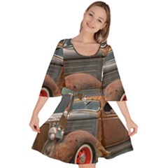 Auto Old Car Automotive Retro Velour Kimono Dress