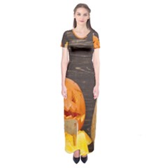 Old Crumpled Pumpkin Short Sleeve Maxi Dress by rsooll