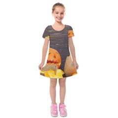 Old Crumpled Pumpkin Kids  Short Sleeve Velvet Dress