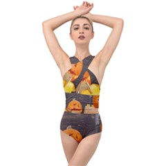 Old Crumpled Pumpkin Cross Front Low Back Swimsuit