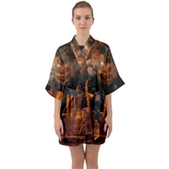 Geology Sand Stone Canyon Quarter Sleeve Kimono Robe by Sudhe